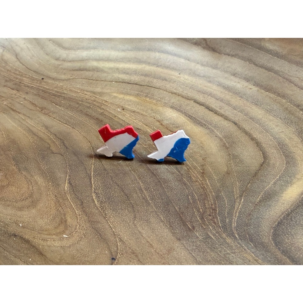 Texas State Shape Stud Earrings Red White Blue Patriotic Lone Star Jewelry New